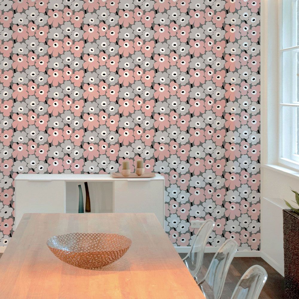 はがせる 壁紙 シール 「marimekko × NU WALLPAPER」Pink Pieni Unikko Peel and Stick Wallpaper / MKS4491