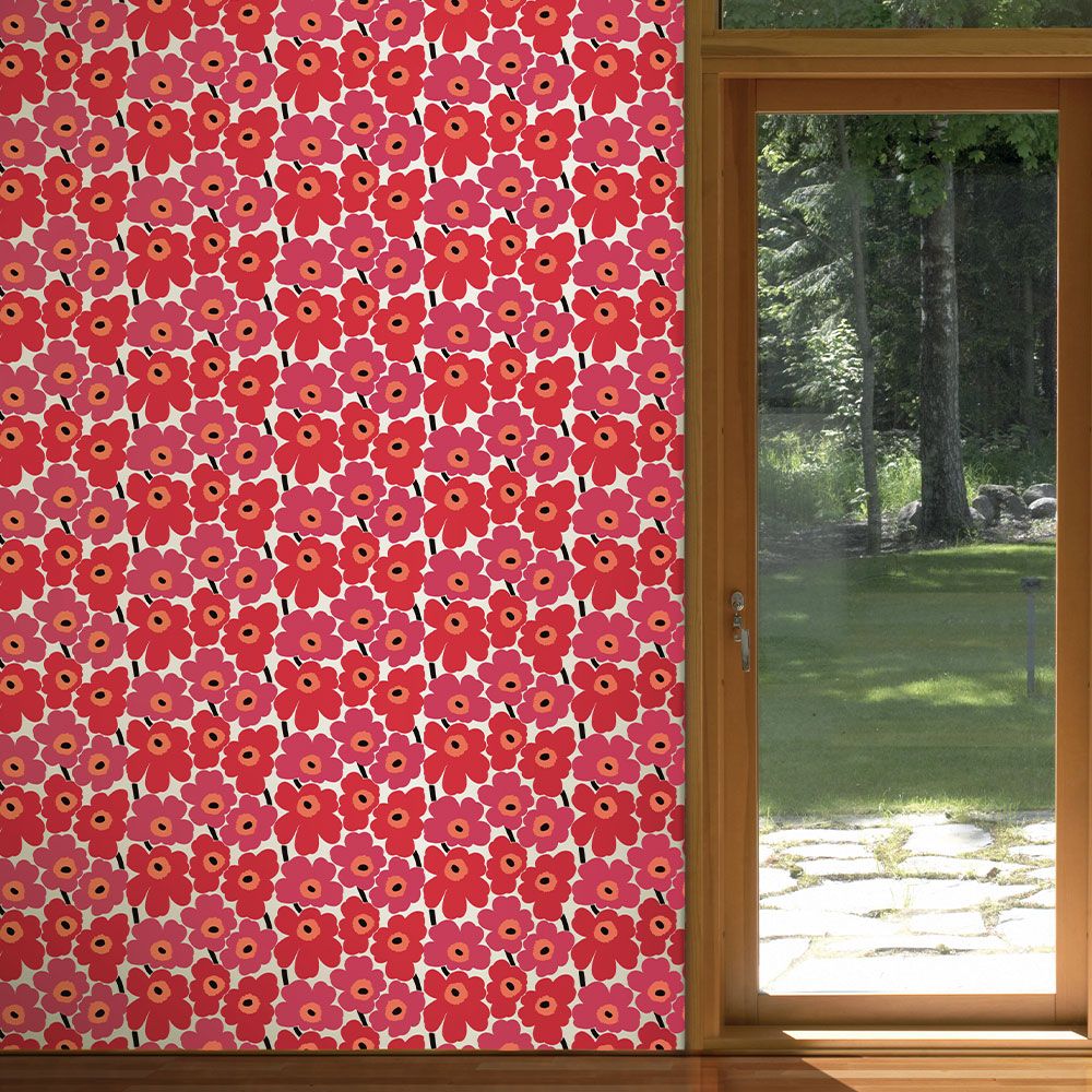 はがせる 壁紙 シール 「marimekko × NU WALLPAPER」Red Pieni Unikko Peel and Stick Wallpaper / MKS4492