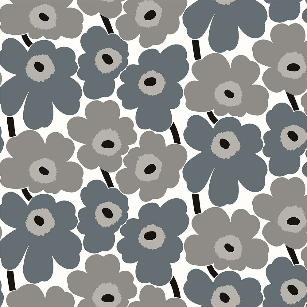 【サンプル】はがせる 壁紙 シール 「marimekko × NU WALLPAPER」Grey Pieni Unikko Peel and Stick Wallpaper / MKS4493