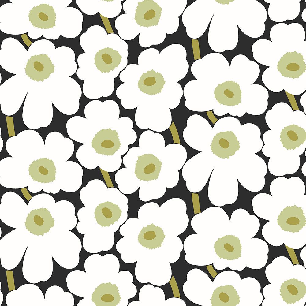 はがせる 壁紙 シール 「marimekko × NU WALLPAPER」Black Pieni Unikko Peel and Stick Wallpaper / MKS4494