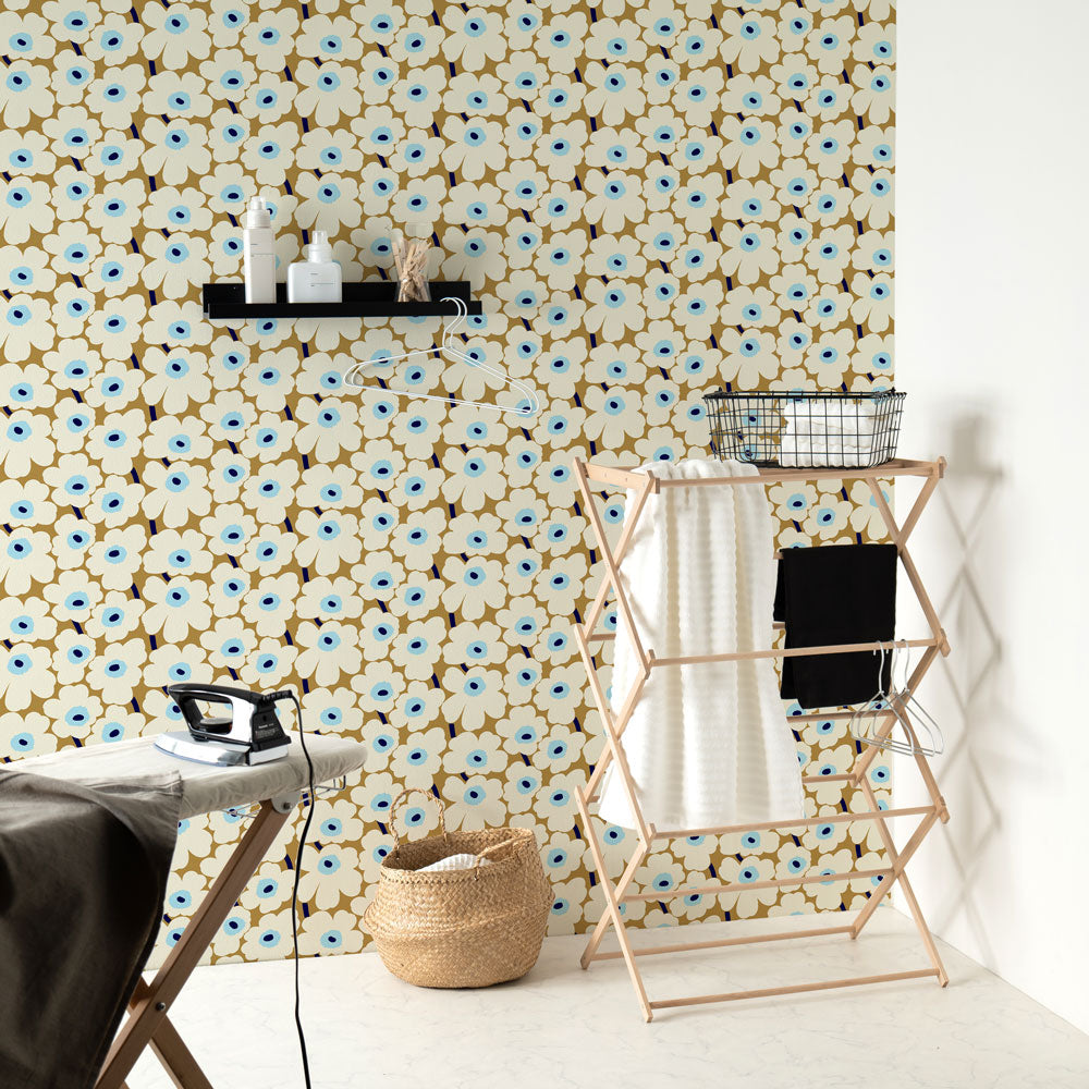 はがせる 壁紙 シール 「marimekko × NU WALLPAPER」Beige Pieni Unikko Peel and Stick Wallpaper / MKS4495