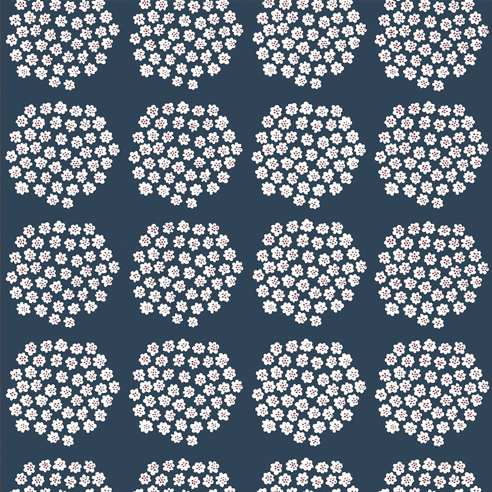 はがせる 壁紙 シール 「marimekko × NU WALLPAPER」Navy Puketti Peel and Stick Wallpaper / MKS4498