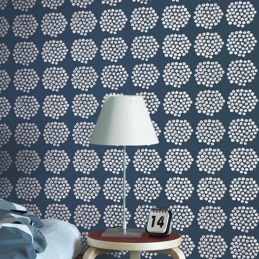 はがせる 壁紙 シール 「marimekko × NU WALLPAPER」Navy Puketti Peel and Stick Wallpaper / MKS4498