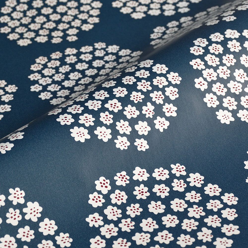 はがせる 壁紙 シール 「marimekko × NU WALLPAPER」Navy Puketti Peel and Stick Wallpaper / MKS4498