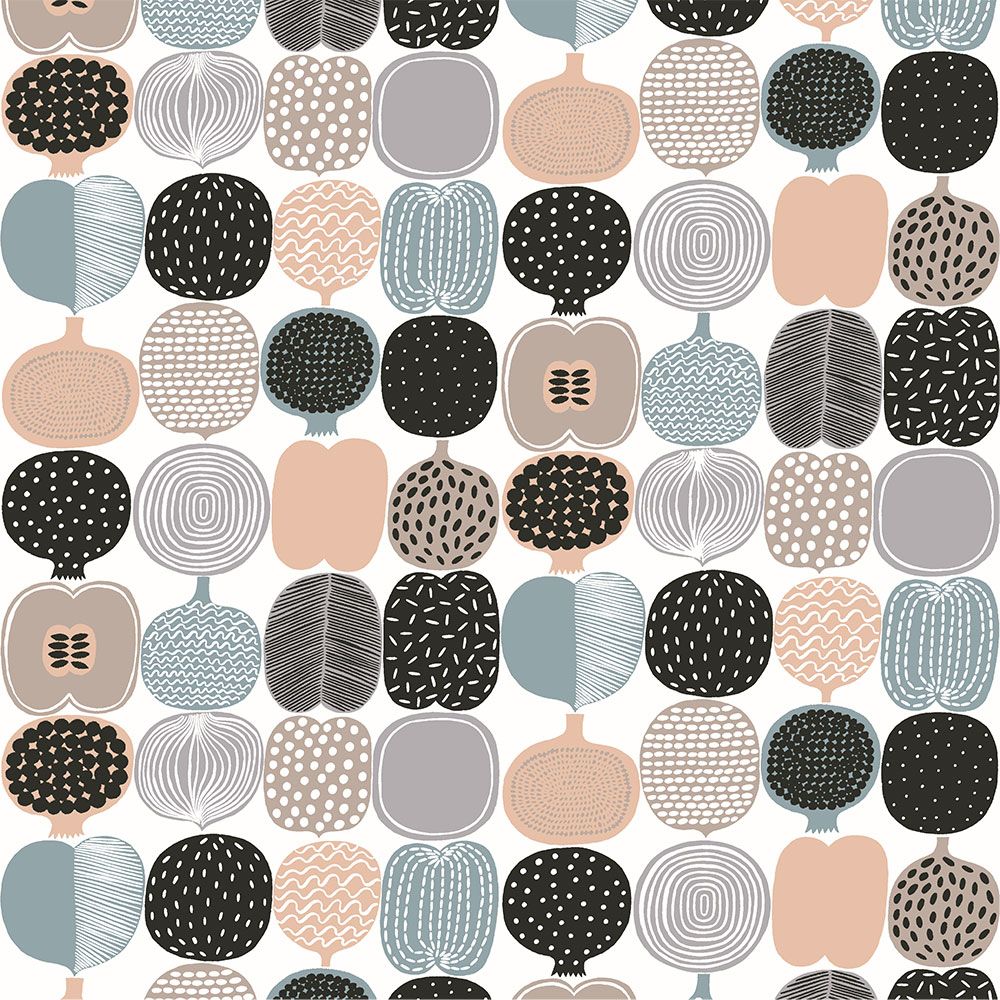 【サンプル】はがせる 壁紙 シール「marimekko×NU WALLPAPER」Pink and Grey Kompotti Peel and Stick Wallpaper / MKS4500