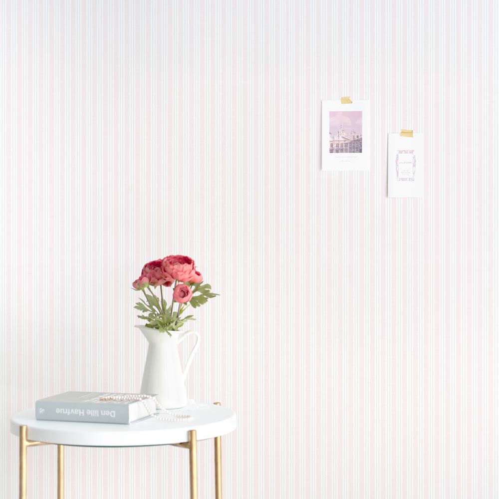 はがせる壁紙 のりなしタイプ  Mon Sucrier カントリーストライプ (49cm×3mサイズ) NMS-CO03 花瓶