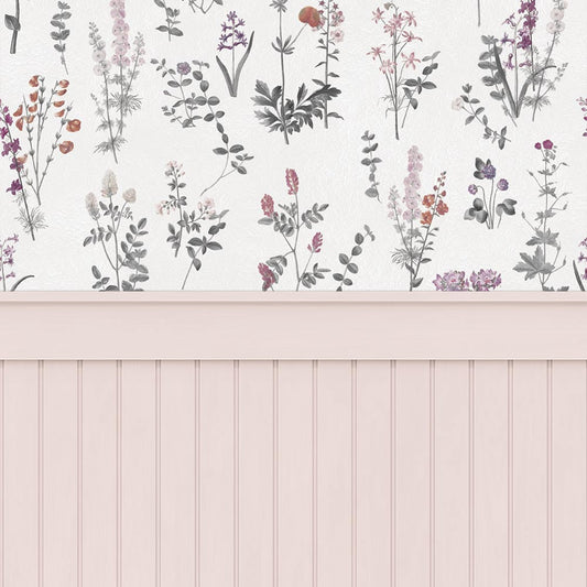 【サンプル】はがせる壁紙 のりなしタイプ パネリングカントリー NMS-CTP03 ブランチ×花冠