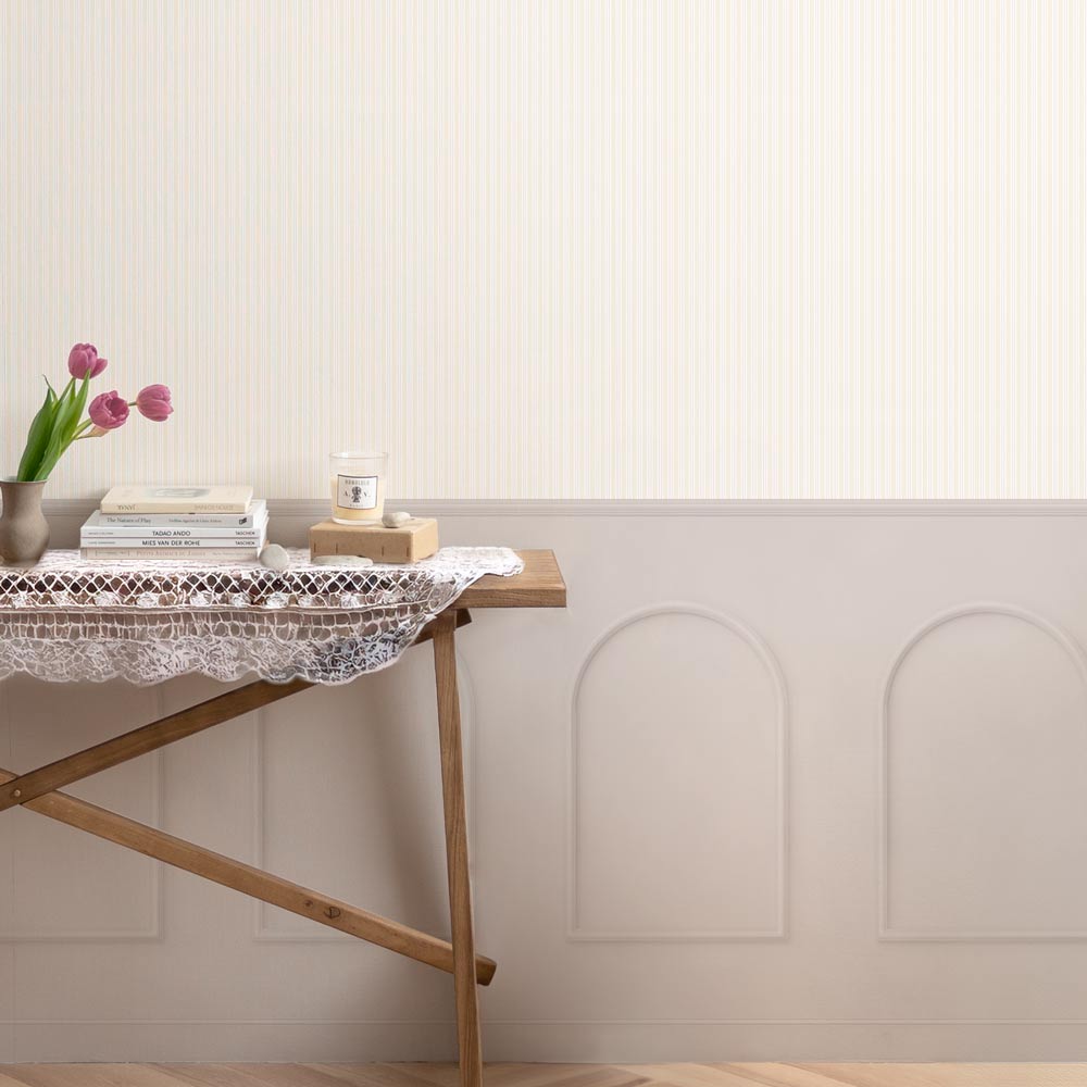 はがせる壁紙 のりなしタイプ パネリングカントリー (49cm×2.5mサイズ) NMS-CTP04 時計×グレージュアーチ