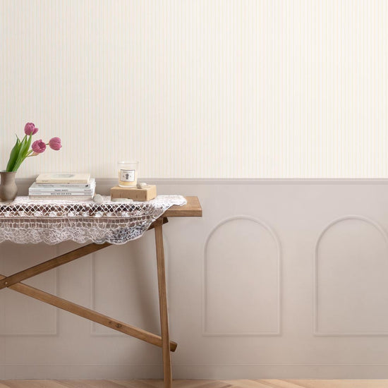 はがせる壁紙 のりなしタイプ パネリングカントリー (49cm×2.5mサイズ) NMS-CTP04 時計×グレージュアーチ