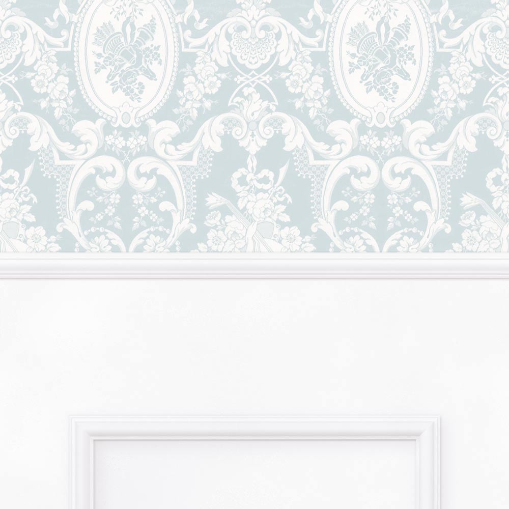 【サンプル】はがせる壁紙 のりなしタイプ パネリングゴージャス NMS-GGP02 アクアマリン×ホワイトスクエア