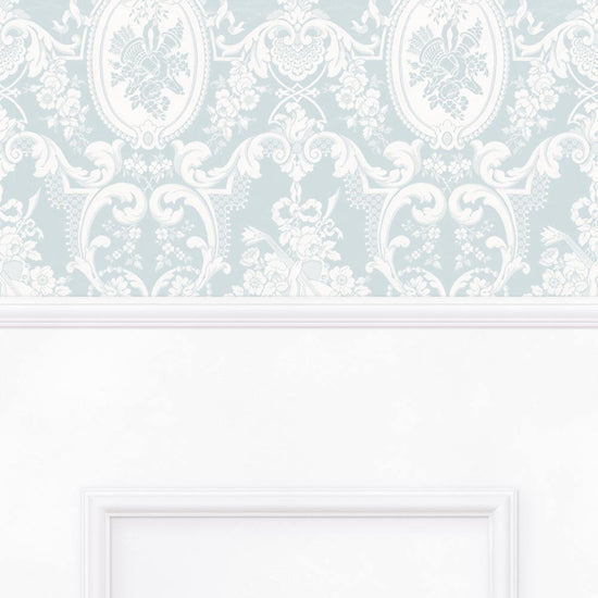 【サンプル】はがせる壁紙 のりなしタイプ パネリングゴージャス NMS-GGP02 アクアマリン×ホワイトスクエア