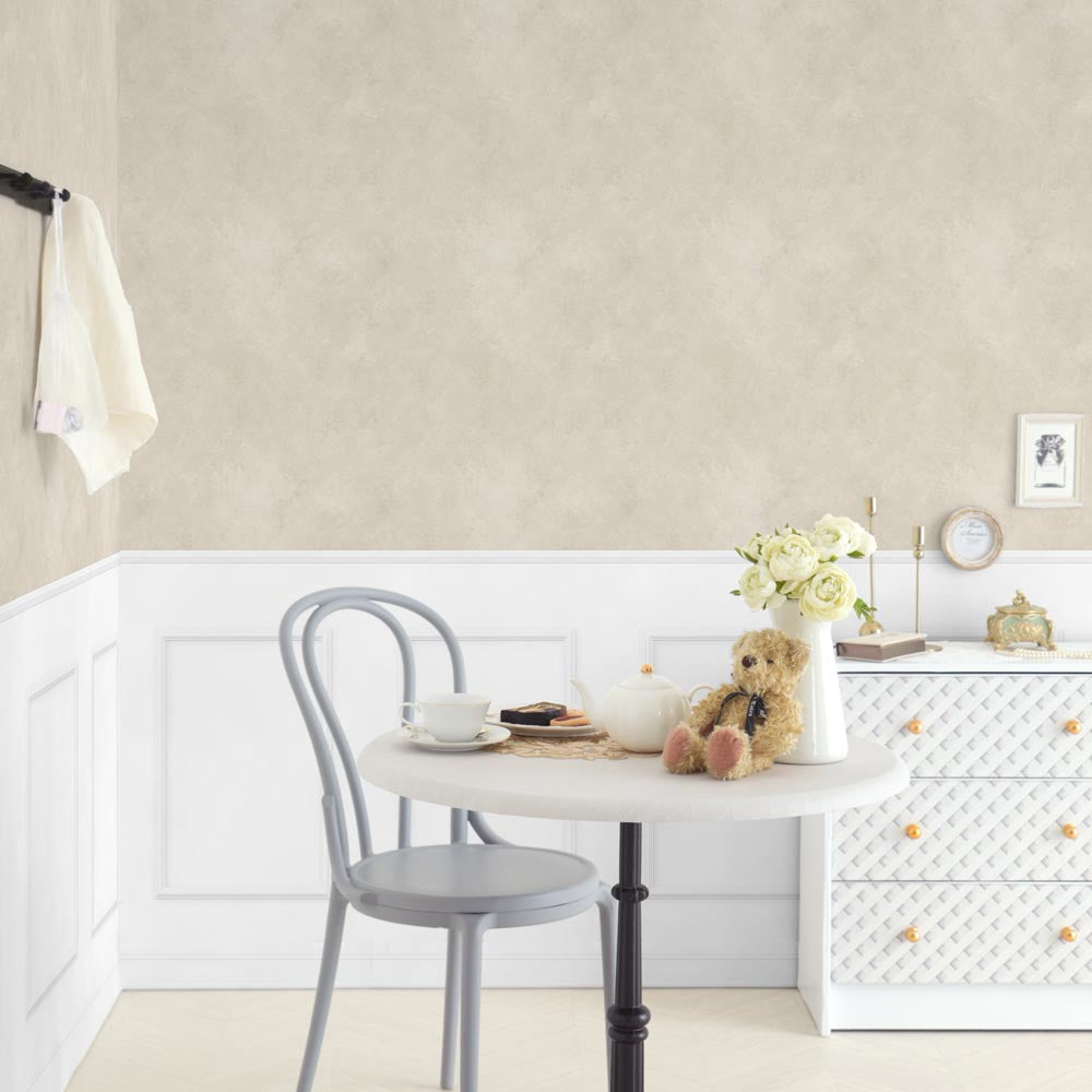 はがせる壁紙 のりなしタイプ パネリングカラーモルタル (49cm×3mサイズ) NMS-MTP02 グレージュ×ホワイトスクエア