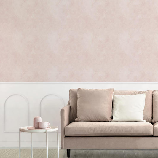 はがせる壁紙 のりなしタイプ パネリングカラーモルタル (49cm×2.5mサイズ) NMS-MTP04 ピンクグレージュ×ホワイトアーチ