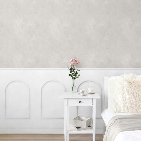 はがせる壁紙 のりなしタイプ パネリングカラーモルタル (49cm×3mサイズ) NMS-MTP06 アッシュグレー×ホワイトアーチ