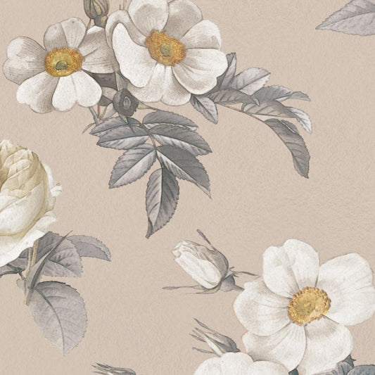 【サンプル】はがせる壁紙 のりなしタイプ  Mon Sucrier 花柄 シークレットガーデン NMS-SG04 アールグレイ