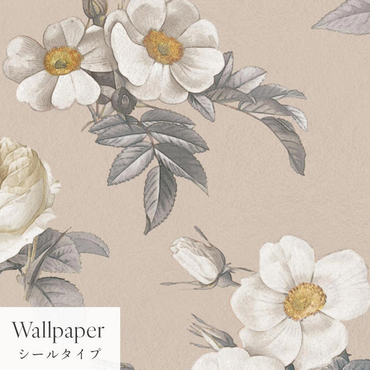 【サンプル】はがせる壁紙 シールタイプ Mon Sucrier 花柄 シークレットガーデン TMS-SG04 アールグレイ