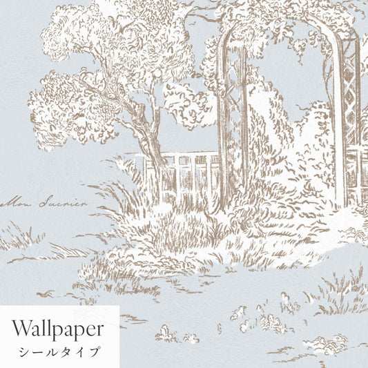 【サンプル】はがせる壁紙 シールタイプ  Mon Sucrier トワル柄 トワル・ガーデン TMS-TG04 クラウド