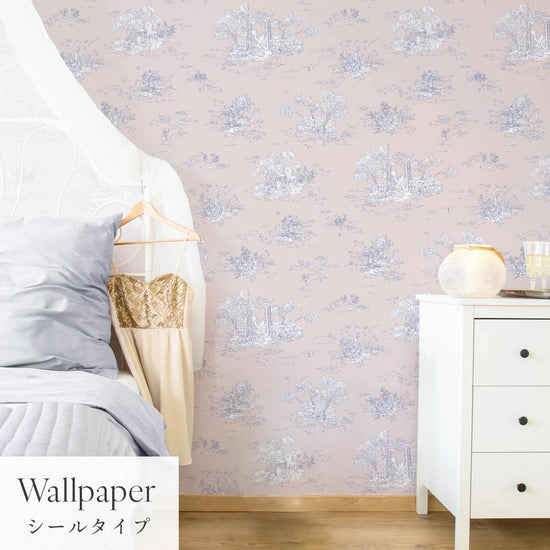 はがせる壁紙 シールタイプ Mon Sucrier トワル柄 トワル・ガーデン (49cm×2.5mサイズ) TMS-TG05 ペタル