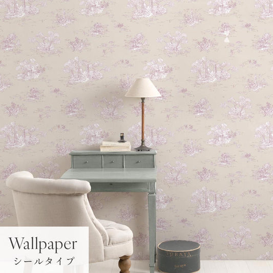 はがせる壁紙 シールタイプ Mon Sucrier トワル柄 トワル・ガーデン (49cm×3mサイズ) TMS-TG06 シャトー