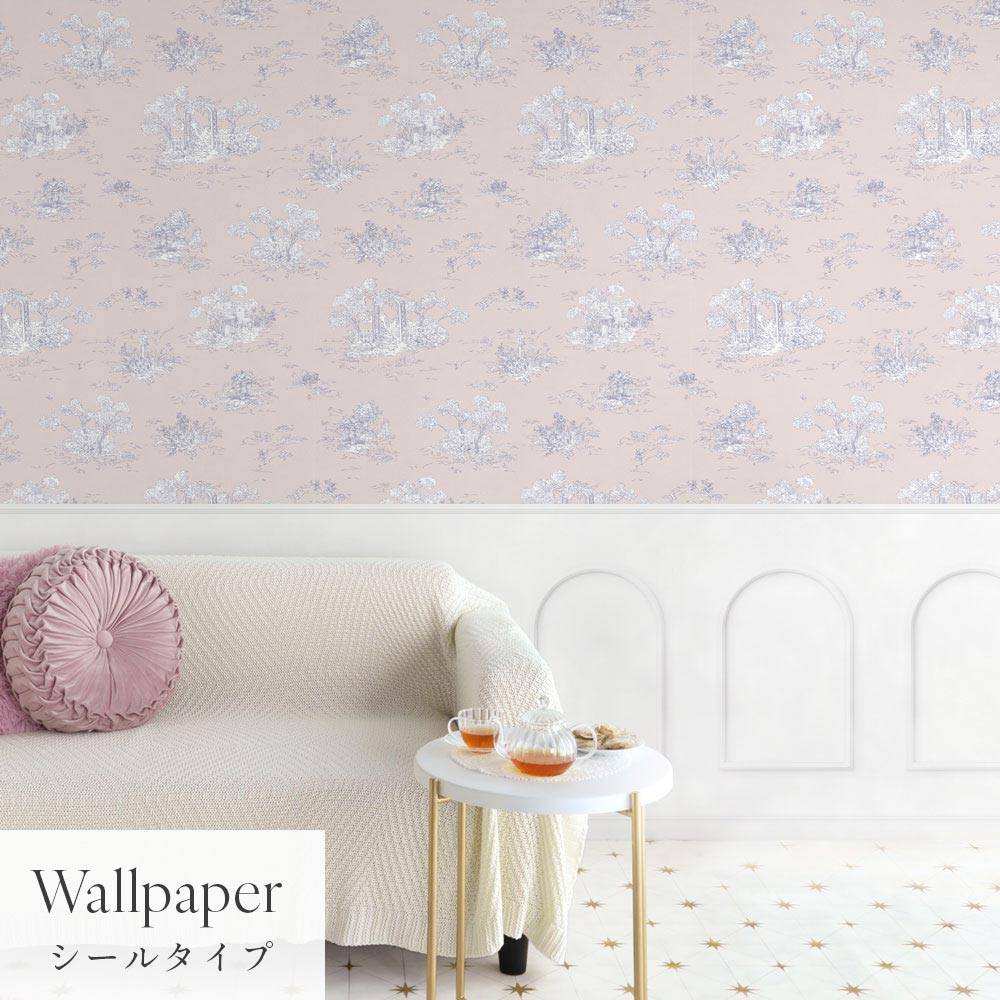 はがせる壁紙 シールタイプ パネリングトワル (49cm×3mサイズ) TMS-TGP05 ペタル×ホワイトアーチ