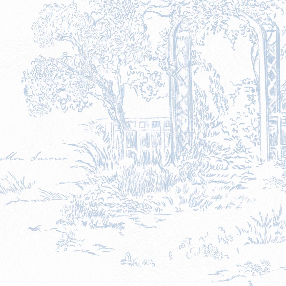 【サンプル】はがせる壁紙 のりなしタイプ  Mon Sucrier トワル柄 トワル・ガーデン NMS-TG01 スカイ