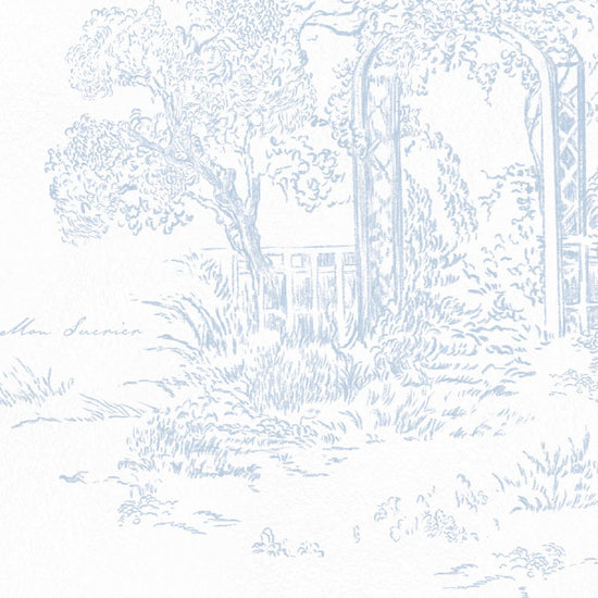 【サンプル】はがせる壁紙 のりなしタイプ  Mon Sucrier トワル柄 トワル・ガーデン NMS-TG01 スカイ