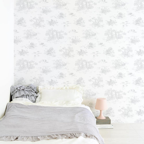 はがせる壁紙 のりなしタイプ  Mon Sucrier トワル柄 トワル・ガーデン (49cm×3mサイズ) NMS-TG03 ミスト