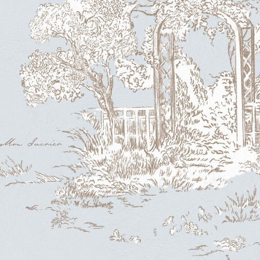 【サンプル】はがせる壁紙 のりなしタイプ  Mon Sucrier トワル柄 トワル・ガーデン NMS-TG04 クラウド