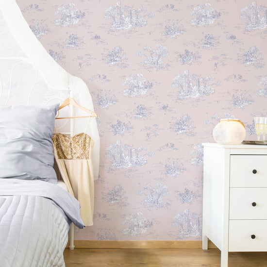 はがせる壁紙 のりなしタイプ  Mon Sucrier トワル柄 トワル・ガーデン (49cm×3mサイズ) NMS-TG05 ペタル