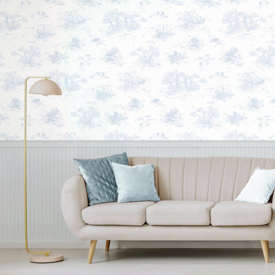 はがせる壁紙 のりなしタイプ パネリングトワル (49cm×3mサイズ) NMS-TGP01 スカイ×湖