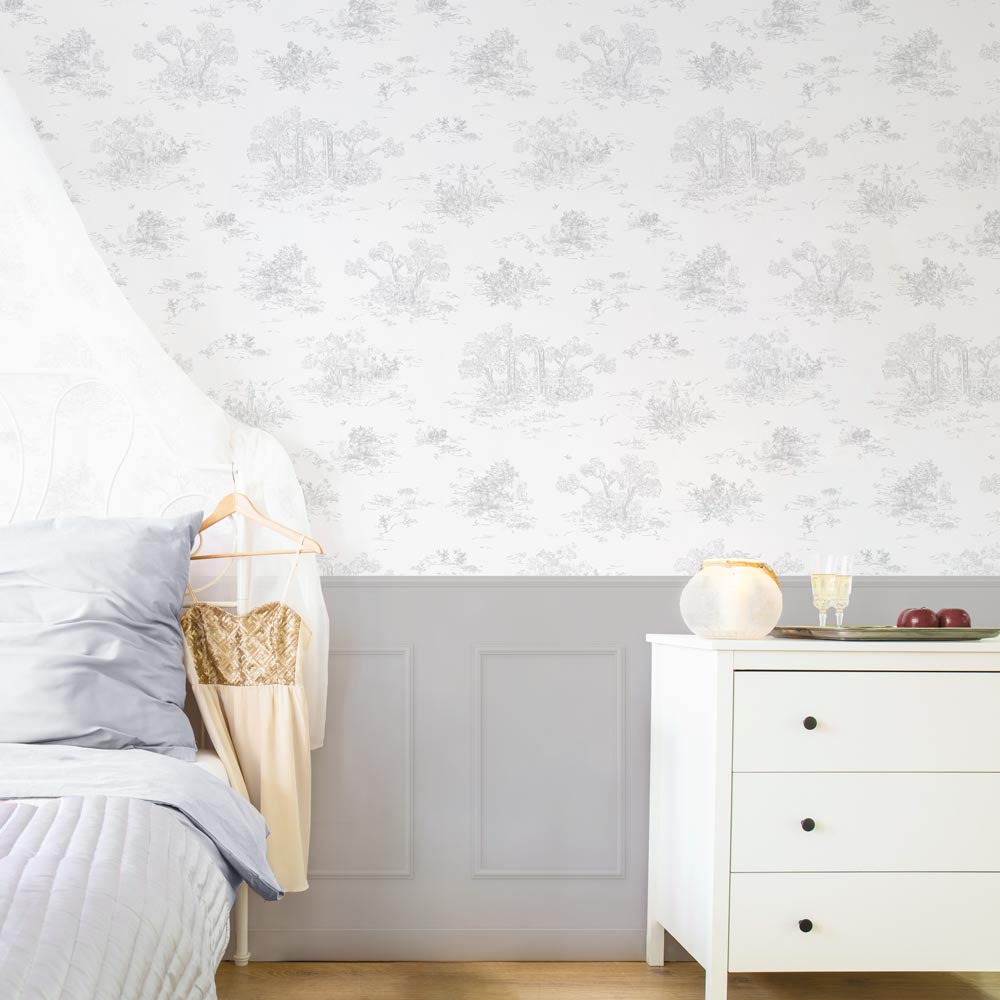 はがせる壁紙 のりなしタイプ パネリングトワル (49cm×2.5mサイズ) NMS-TGP03 ミスト×グレースクエア