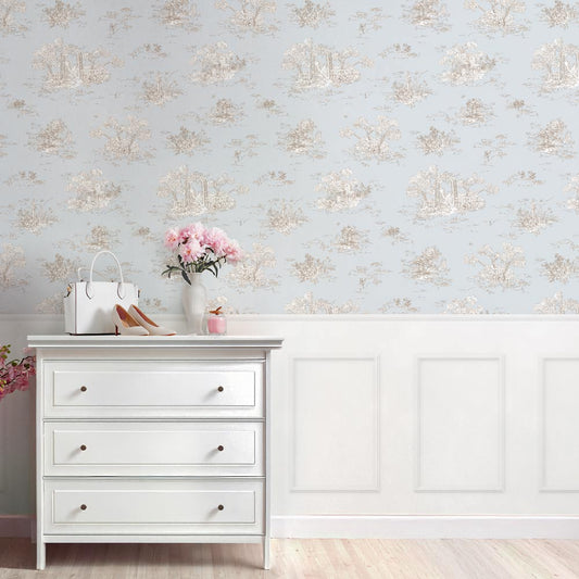 はがせる壁紙 のりなしタイプ パネリングトワル (49cm×2.5mサイズ) NMS-TGP04 クラウド×ホワイトスクエア