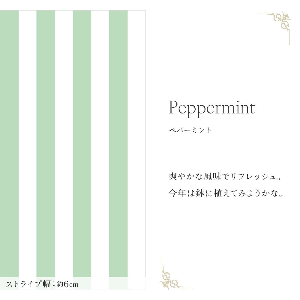 【サンプル】はがせる壁紙 のりなしタイプ  Mon Sucrier ワイドストライプ NMS-WS08 ペパーミント