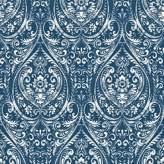 【サンプル】はがせる 壁紙 シール 「NU WALLPAPER」 Bohemian Damask Indigo Peel and Stick WALLPAPER / NU1689