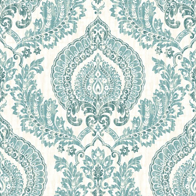 【サンプル】はがせる 壁紙 シール 「NU WALLPAPER」 Kensington Damask Blue Peel and Stick WALLPAPER / NU1702