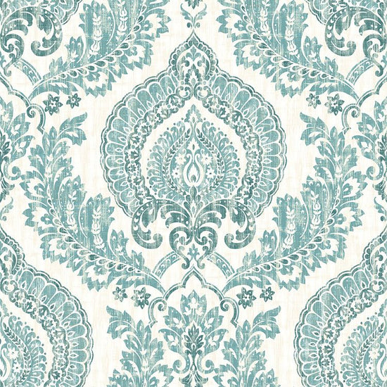 【サンプル】はがせる 壁紙 シール 「NU WALLPAPER」 Kensington Damask Blue Peel and Stick WALLPAPER / NU1702