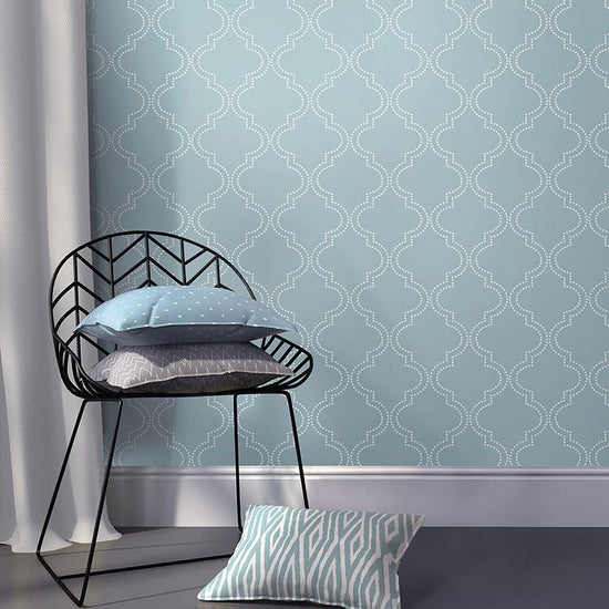 はがせる 壁紙 シール 「NU WALLPAPER」 Slate Blue Quatrefoil Peel And Stick Wallpaper / NU1826