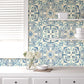 はがせる 壁紙 シール 「NU WALLPAPER」 Blue Florentine Tile Peel and Stick Wallpaper / NU2235