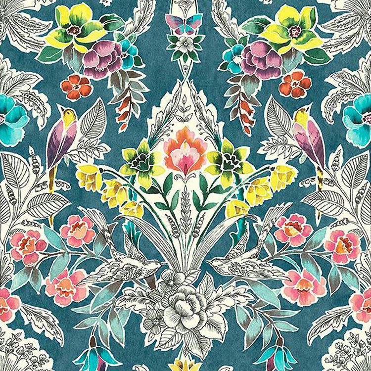 【サンプル】はがせる 壁紙 シール 「NU WALLPAPER」 Summer Love Teal Peel & Stick Wallpaper / NU3037