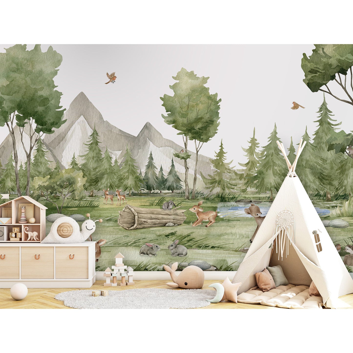 はがせるミューラル壁紙 のりなし Oliver Robins Forest Joy W13345