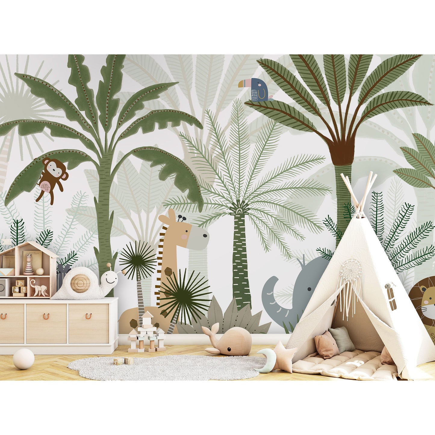 はがせるミューラル壁紙 のりなし Oliver Robins Jungle Joy W13346