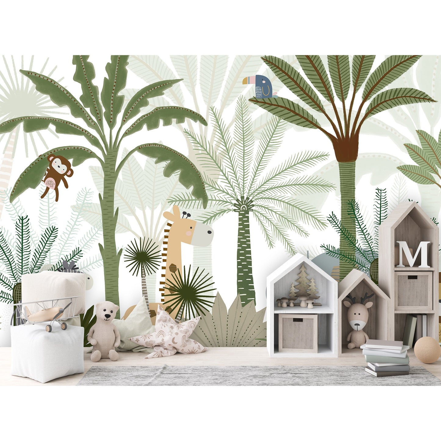 はがせるミューラル壁紙 のりなし Oliver Robins Jungle Joy W13346