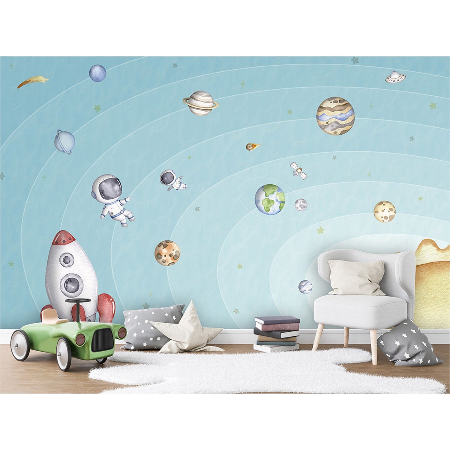 はがせるミューラル壁紙 のりなし Oliver Robins Space Joy Light W13906