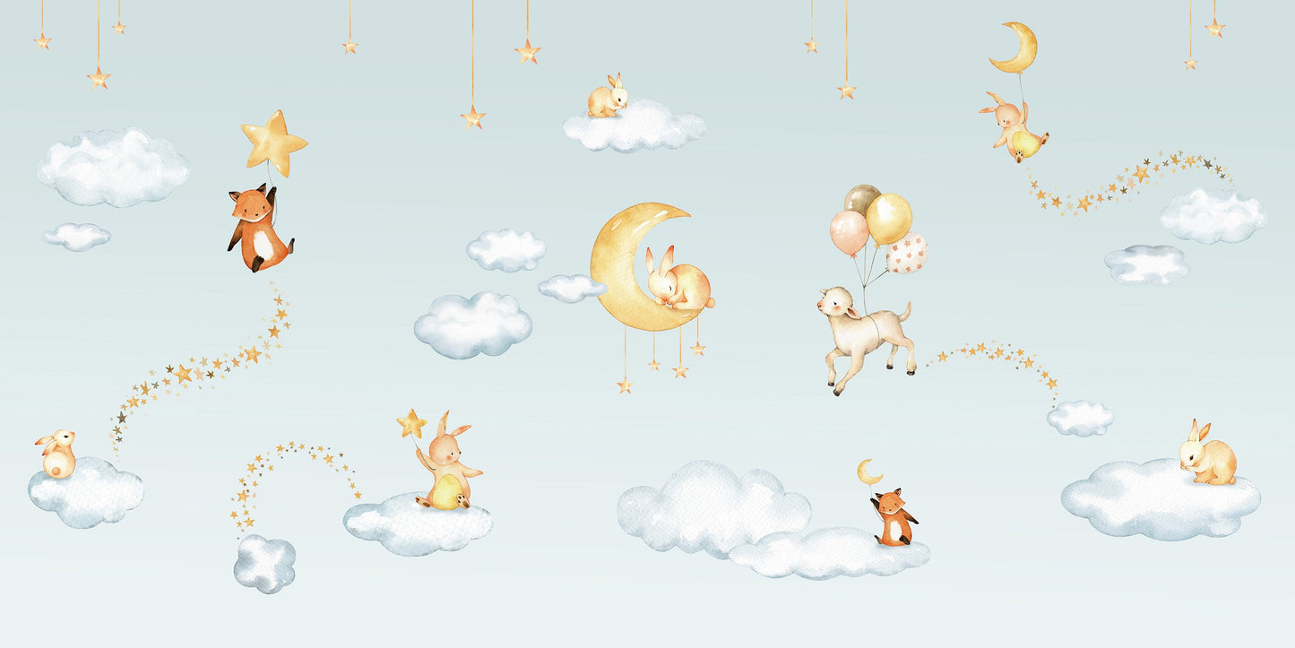 はがせるミューラル壁紙 のりなし Oliver Robins Sweet Dreams Blue W13351