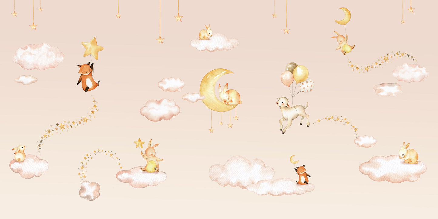 はがせるミューラル壁紙 のりなし Oliver Robins Sweet Dreams Pink W13353