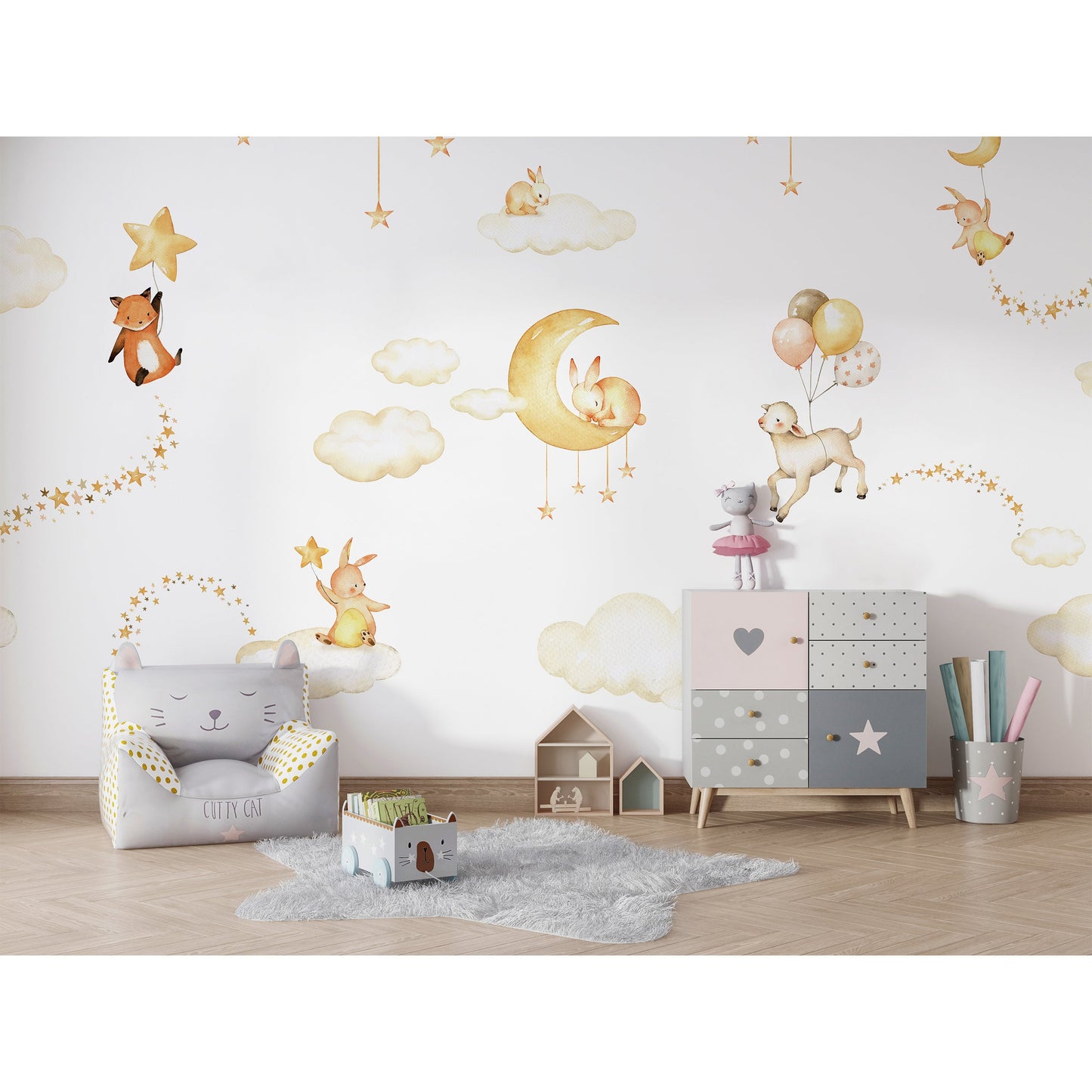 はがせるミューラル壁紙 のりなし Oliver Robins Sweet Dreams White W13354