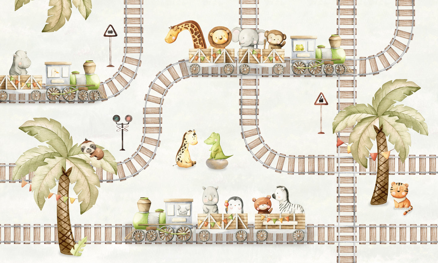 はがせるミューラル壁紙 のりなし Oliver Robins Train Travels W13907