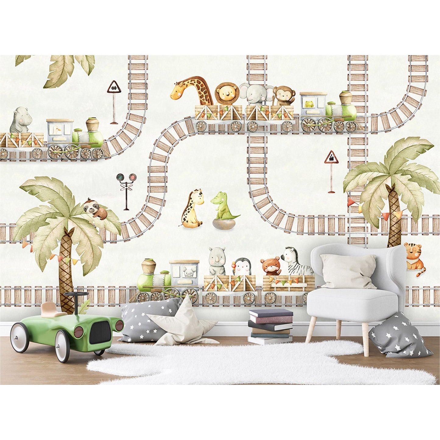 はがせるミューラル壁紙 のりなし Oliver Robins Train Travels W13907