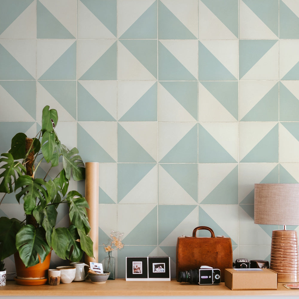 【3本セット】EASY WALL TAPE ジオメトリックタイル/ブルー EWT12 イージーウォールテープ （幅23cm×6m）