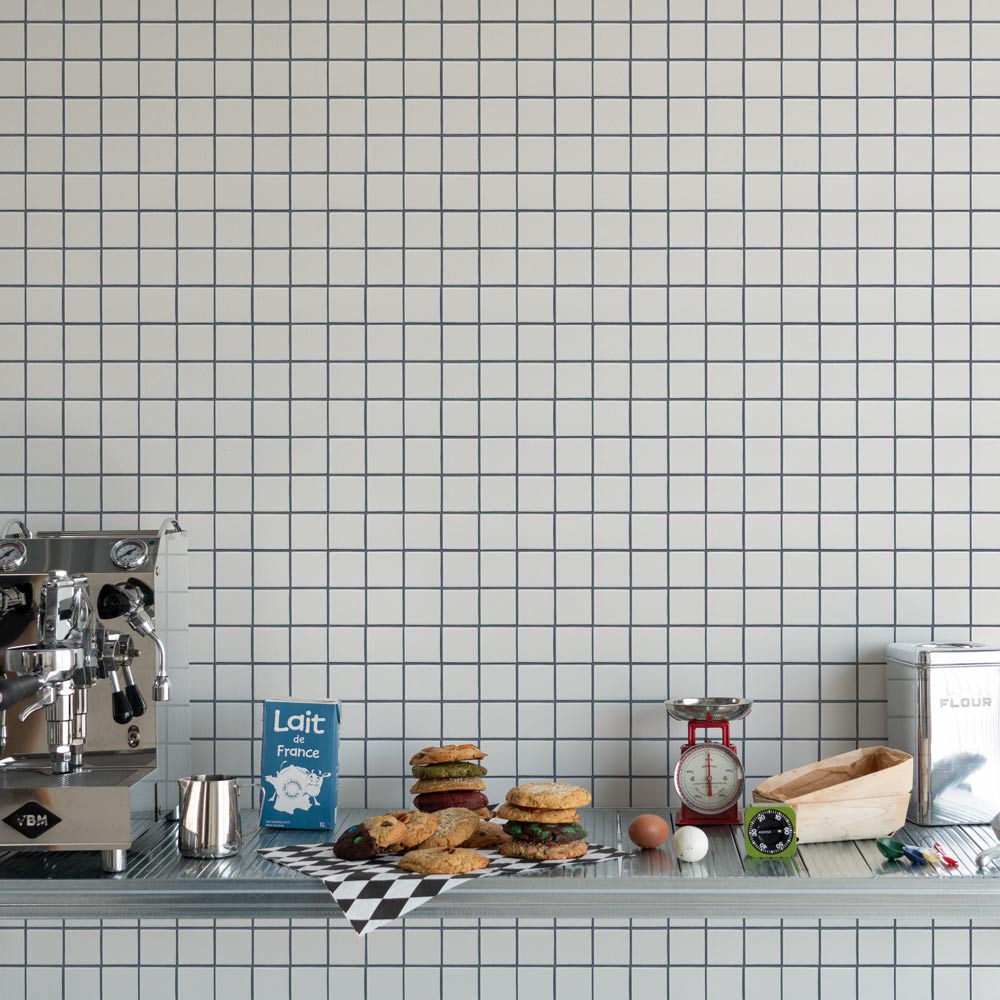 【5本セット】EASY WALL TAPE 小さめスクエアタイル/グレー目地 EWT15 イージーウォールテープ （幅23cm×6m）